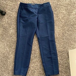 Express Blue Dotted Columnist Trousers 6 Regular
